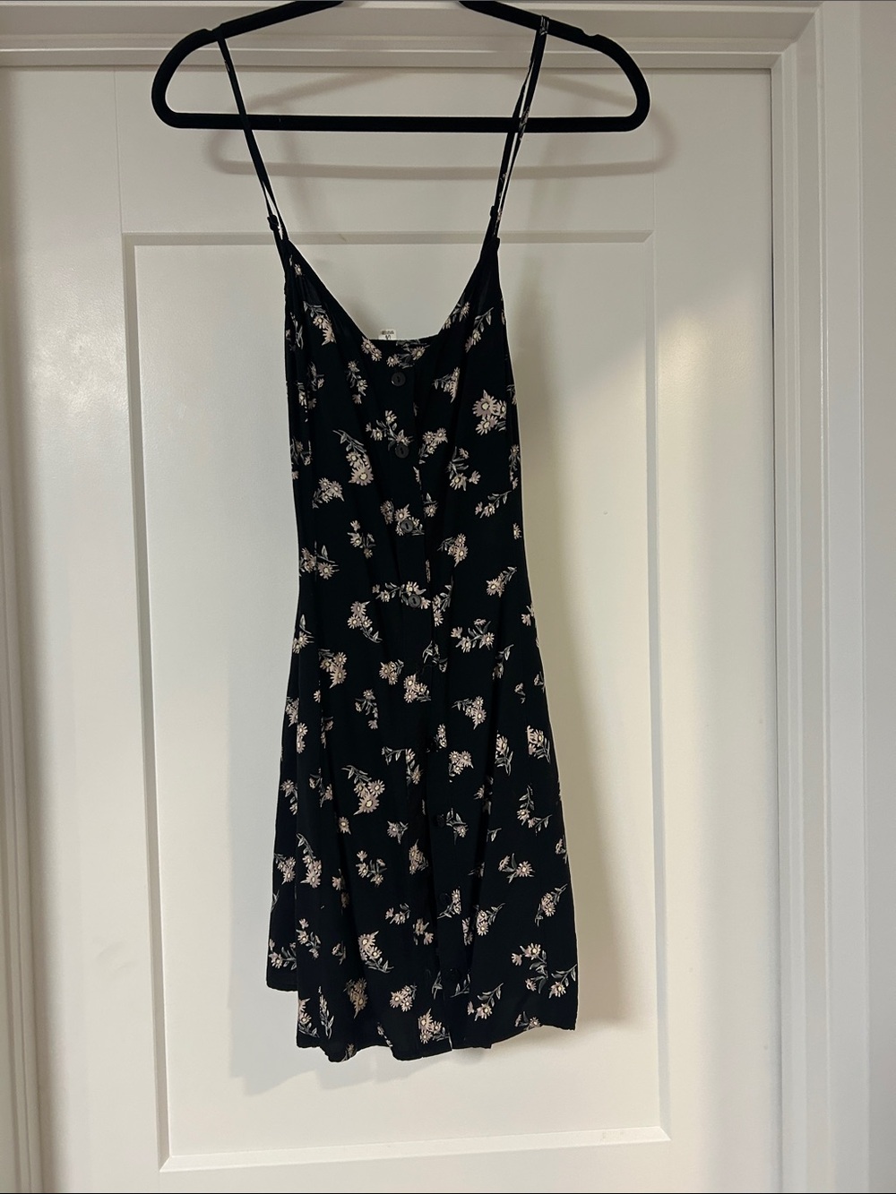 Garage Black Floral Spaghetti-Strap Dress
